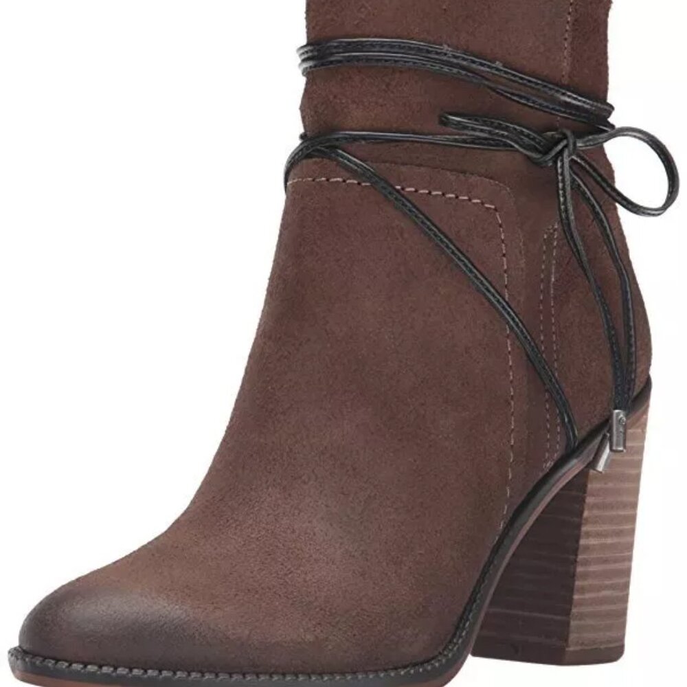 NEW! FRANCO SARTO WOMEN'S LEATHER EDALINE BROWN ANKLE BOOTIE N5726 SIZE 8 M